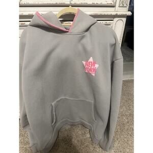 COLORFUL NATALIE NEW YORK STAR GREY STITCHED PUFF HOODIE
